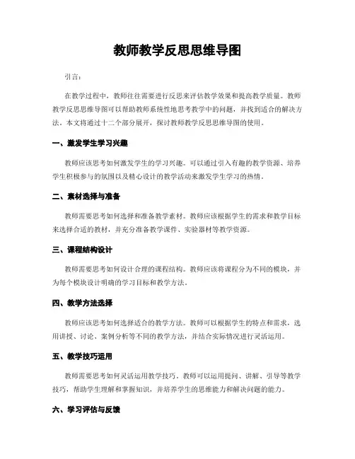 教师教学反思思维导图