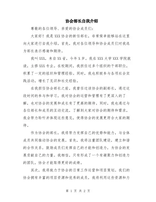 协会部长自我介绍