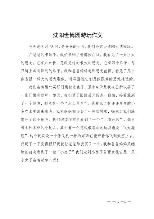 沈阳世博园游玩作文