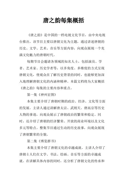 唐之韵每集概括