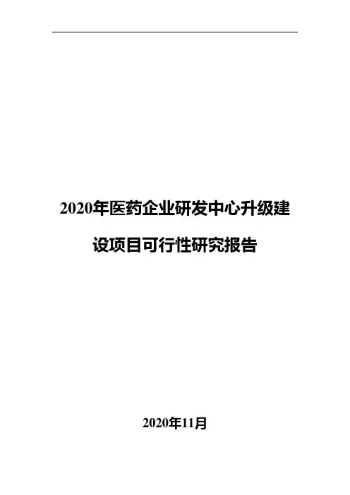 2020年医药企业研发中心升级建设项目可行性研究报告