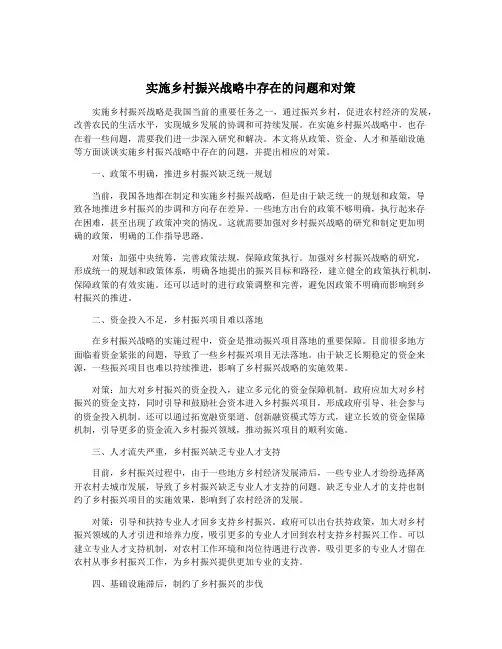 实施乡村振兴战略中存在的问题和对策