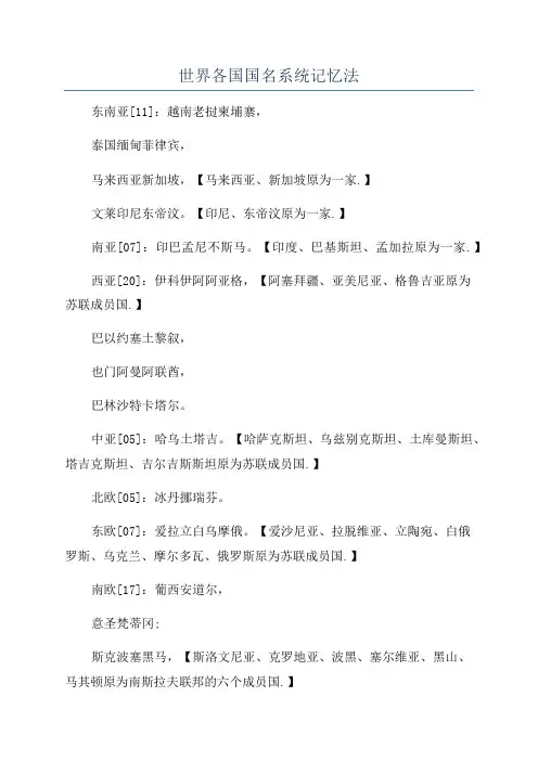 世界各国国名系统记忆法