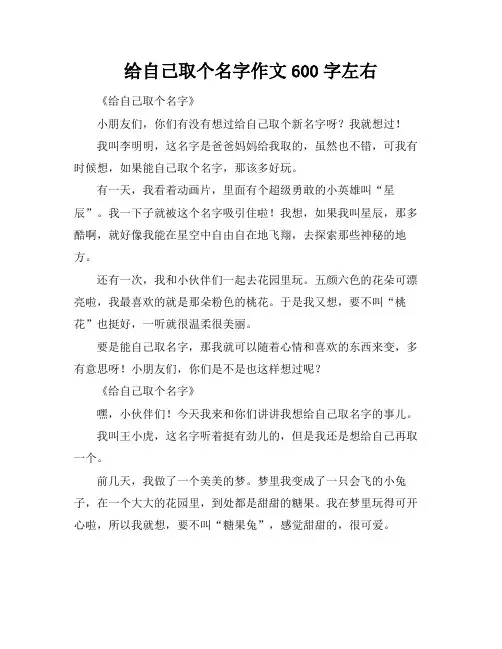 给自己取个名字作文600字左右