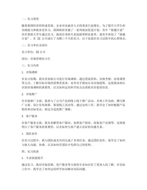 展翅计划实习报告