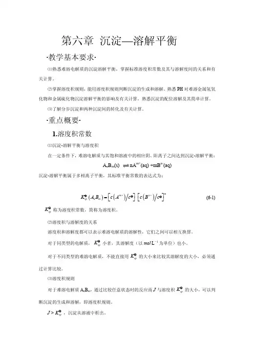 第六章 沉淀—溶解平衡