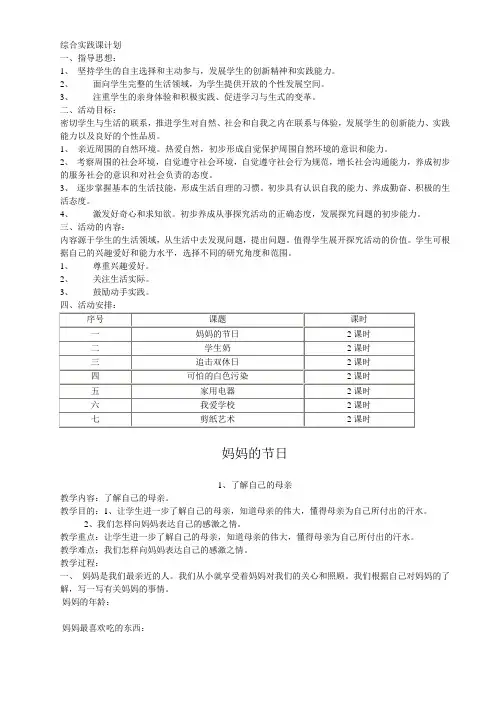 综合实践课计划