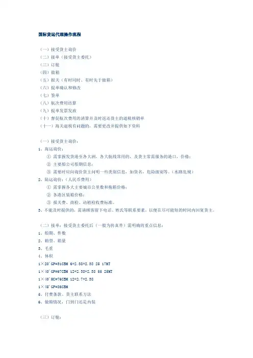 国际货运代理操作流程