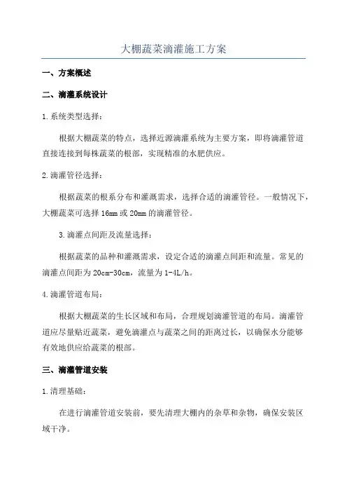 大棚蔬菜滴灌施工方案