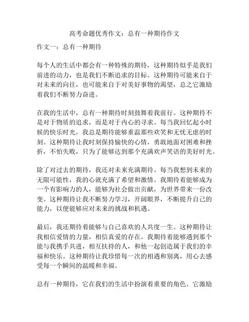 高考命题优秀作文：总有一种期待作文