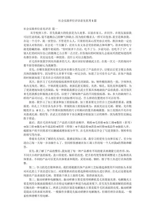 社会实践单位评语意见优秀5篇