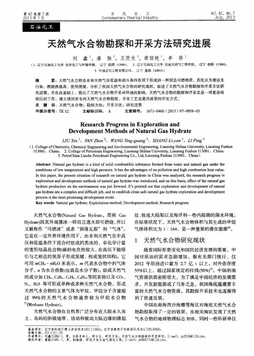 天然气水合物勘探和开采方法研究进展