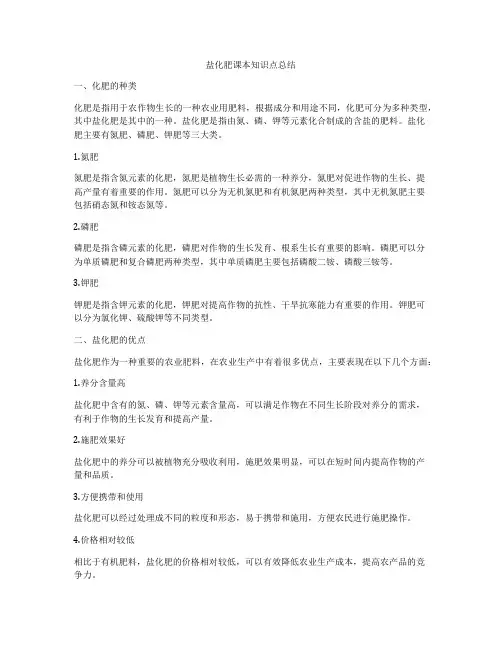 盐化肥课本知识点总结