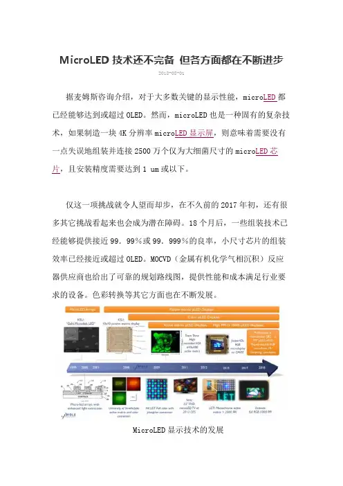 MircoLED 的技术进步路线