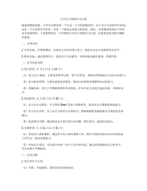 大学会计寒假学习计划