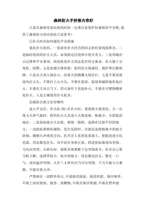 森林防火手抄报内容好