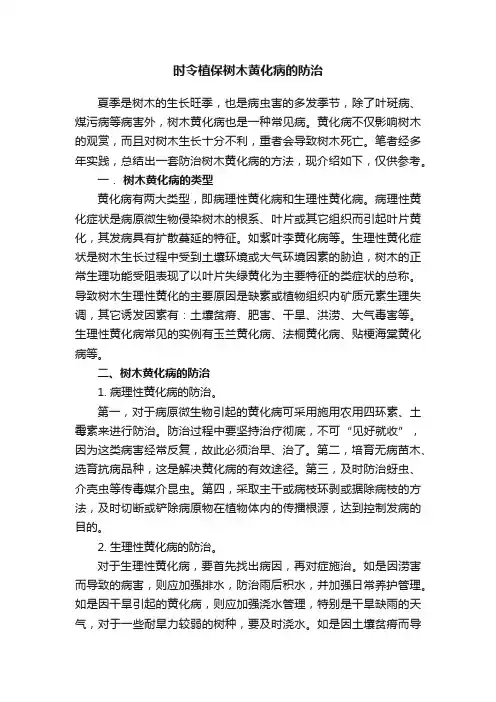 时令植保树木黄化病的防治