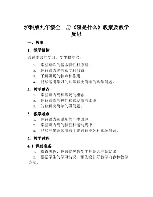 沪科版九年级全一册《磁是什么》教案及教学反思