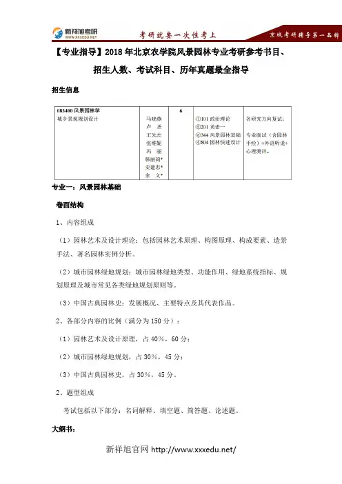 【专业指导】2018年北京农学院风景园林专业考研参考书目、招生人数、考试科目、历年真题最全指导