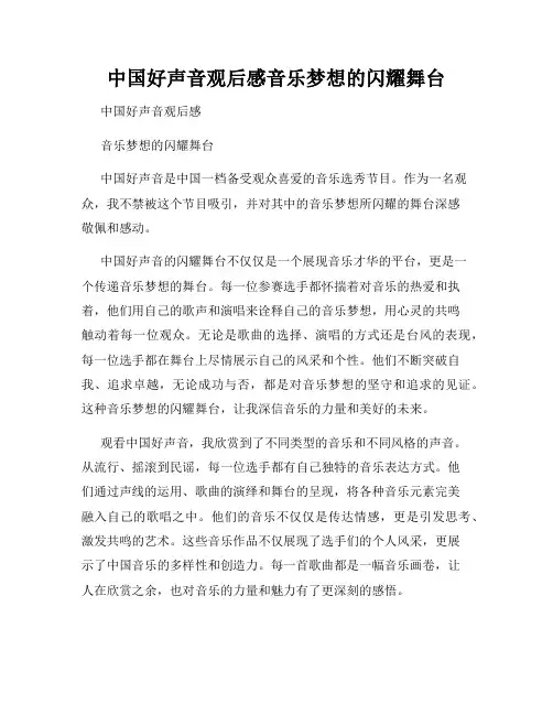 中国好声音观后感音乐梦想的闪耀舞台