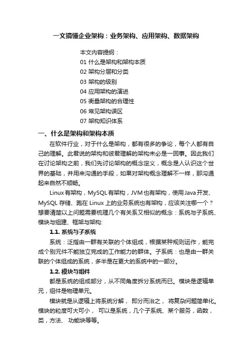 一文搞懂企业架构：业务架构、应用架构、数据架构