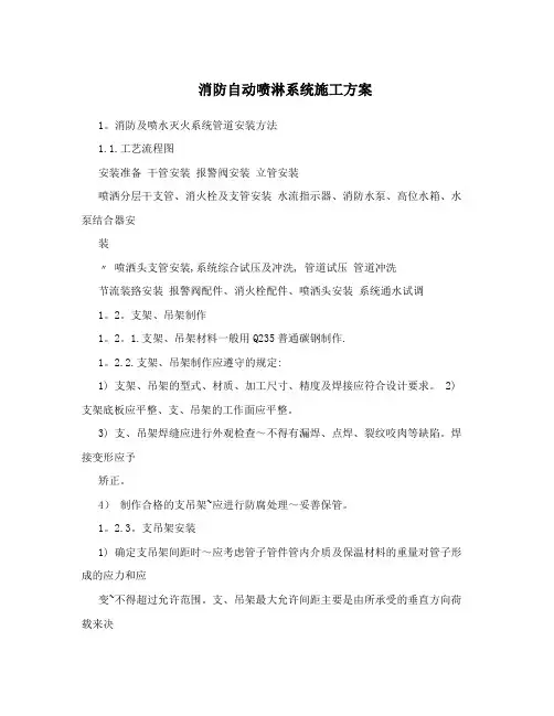 消防自动喷淋系统施工方案
