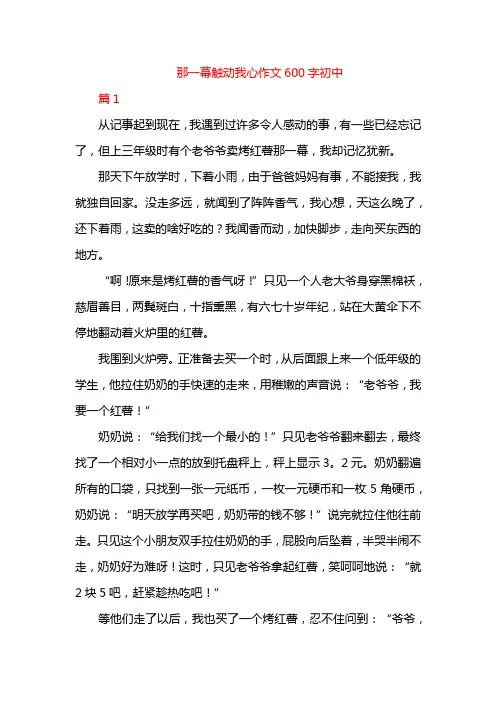 那一幕触动我心作文600字初中