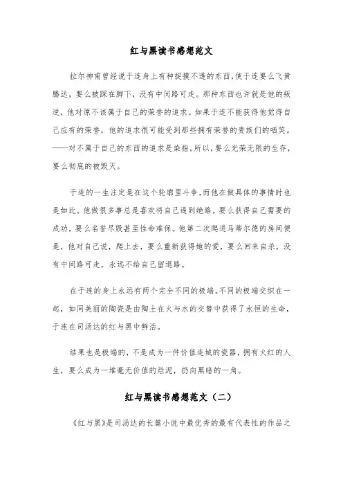 红与黑读书感想范文(六篇)