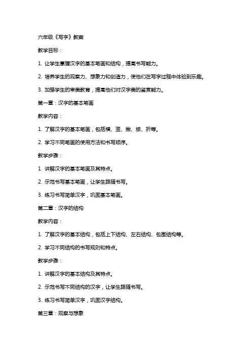 六年级《写字》教案