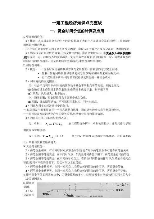 2019年一建建设工程经济知识点完整版