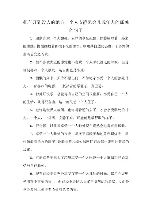 把车开到没人的地方一个人安静呆会儿成年人的孤独的句子