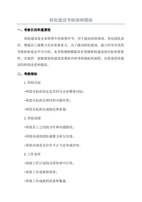 班组建设考核细则模版