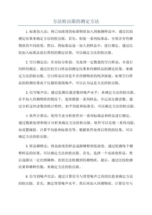 方法检出限的测定方法