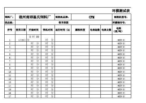 环模测试表