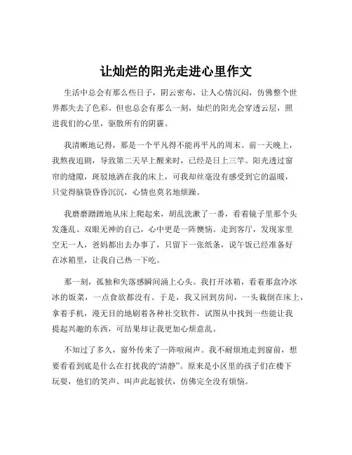 让灿烂的阳光走进心里作文