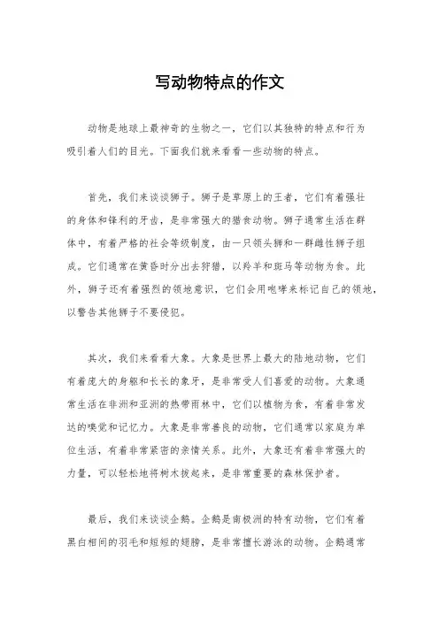 写动物特点的作文