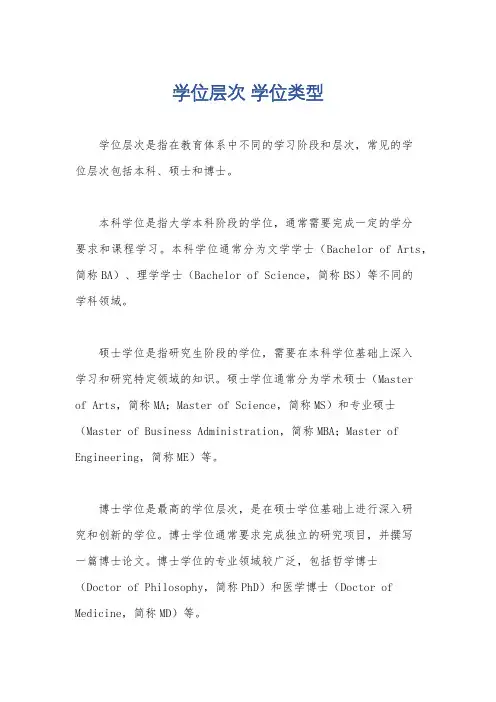 学位层次 学位类型