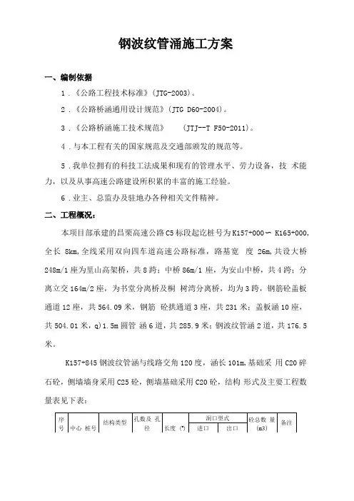 钢波纹管施工及方案