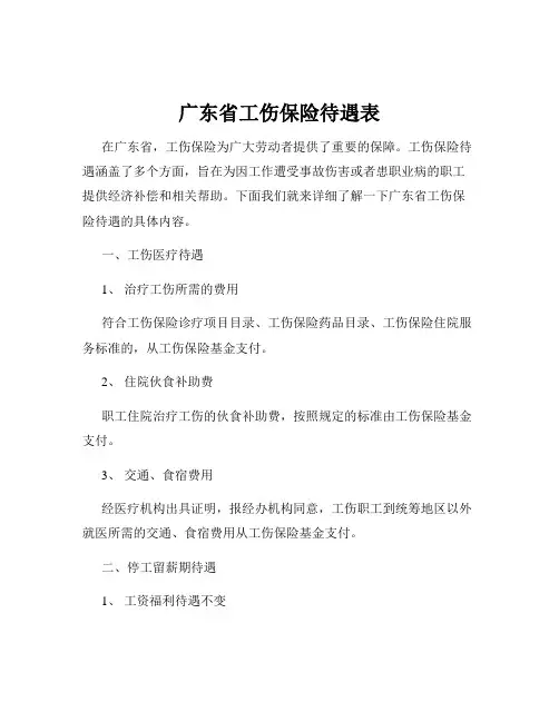 广东省工伤保险待遇表