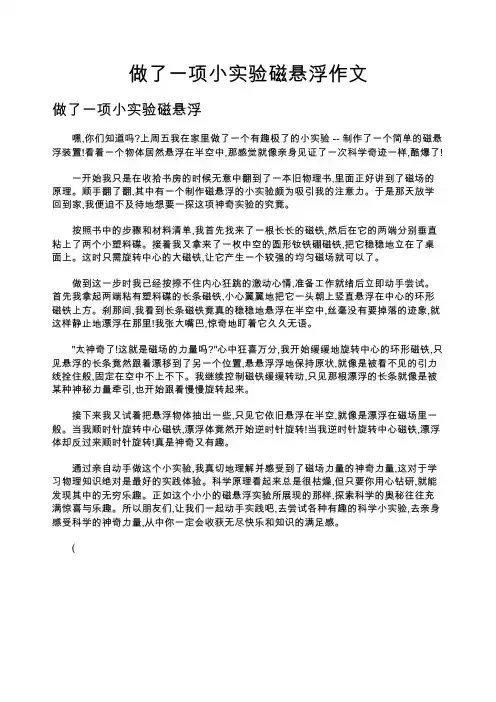 做了一项小实验磁悬浮作文