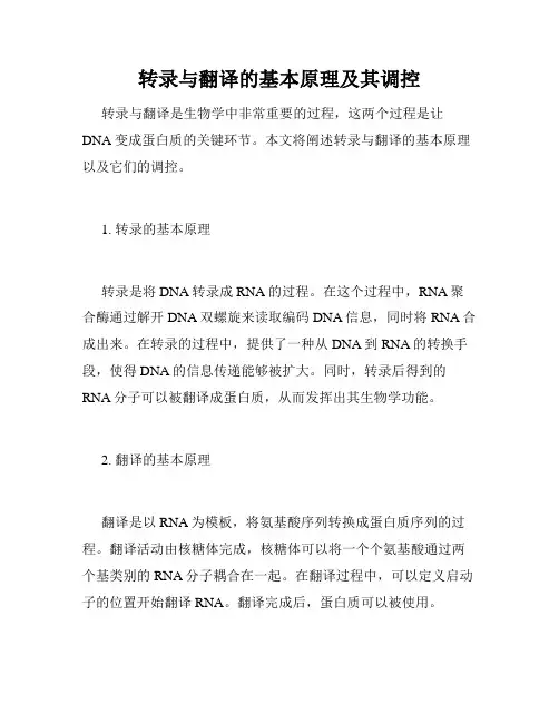 转录与翻译的基本原理及其调控