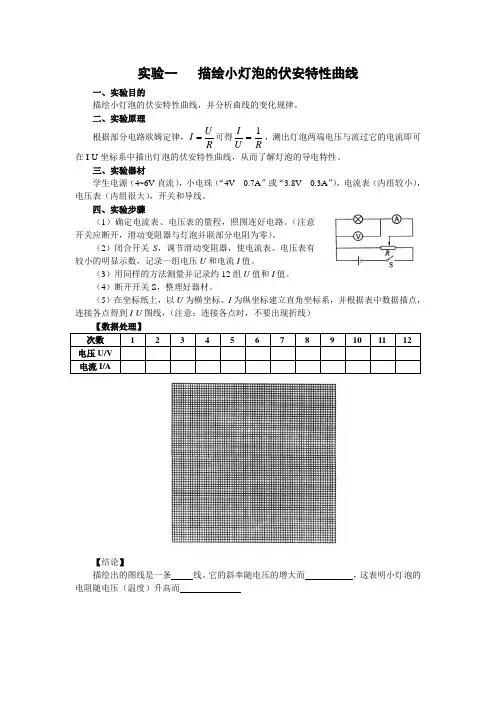 恒定电流实验报告册
