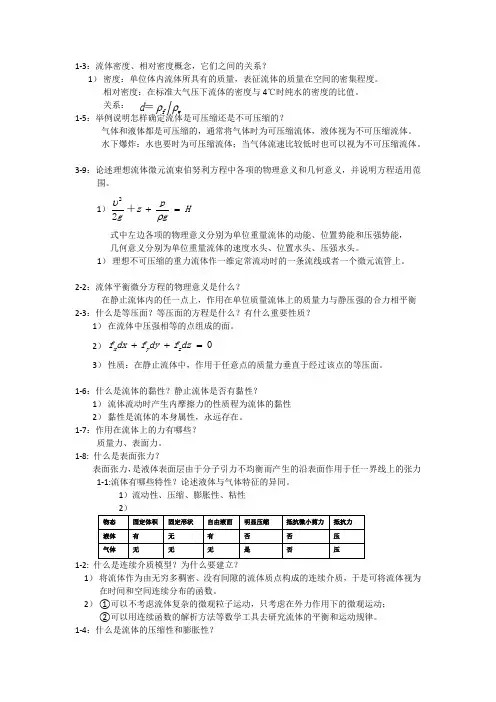 工程流体力学课后思考题-杜广生-