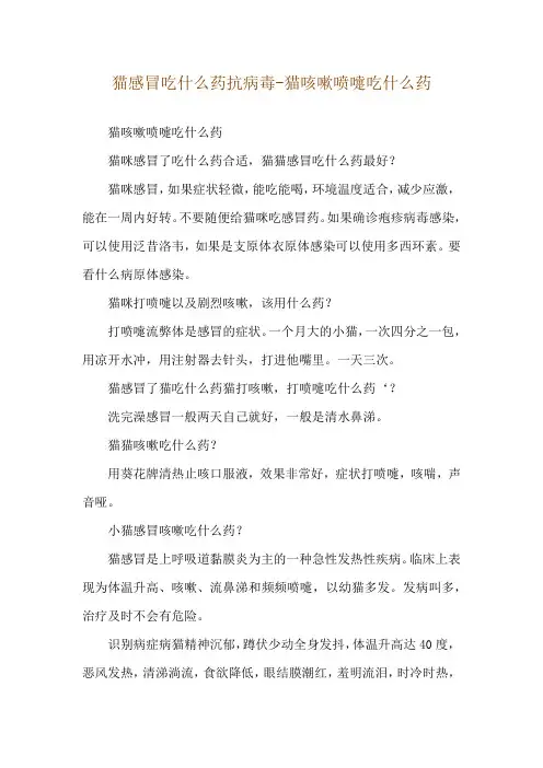 猫感冒吃什么药抗病毒-猫咳嗽喷嚏吃什么药