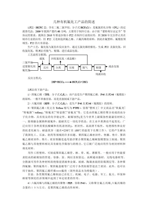 几种有机氟化工产品的简述