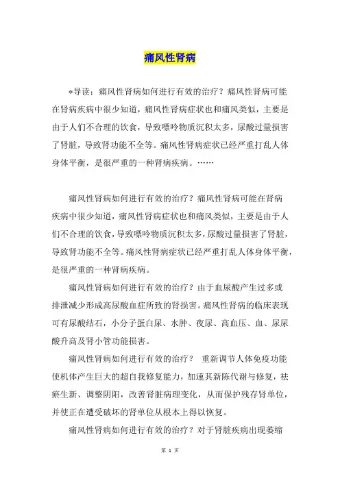 痛风性肾病