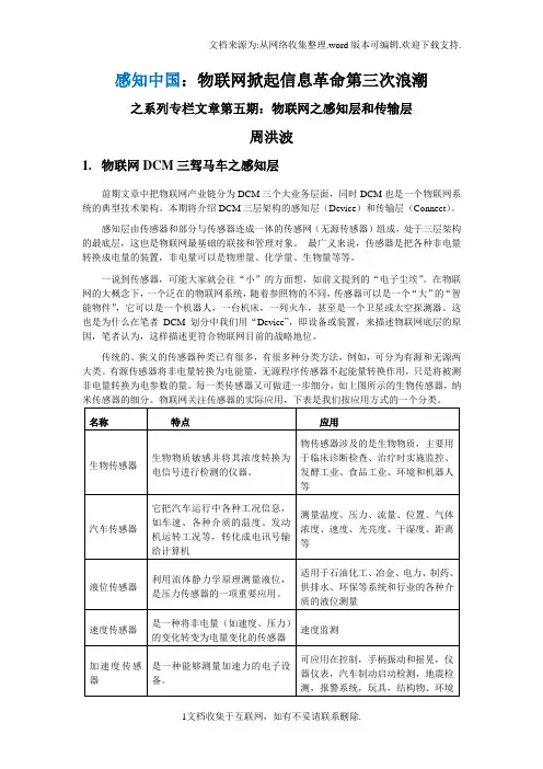 物联网之感知层和传输层