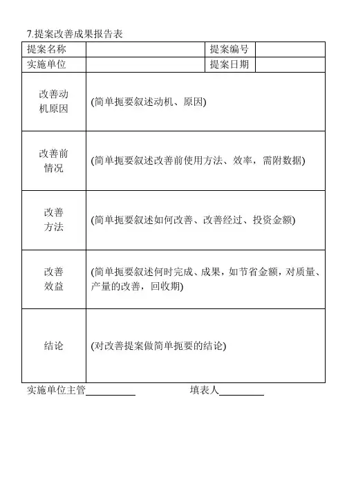 7.提案改善成果报告表