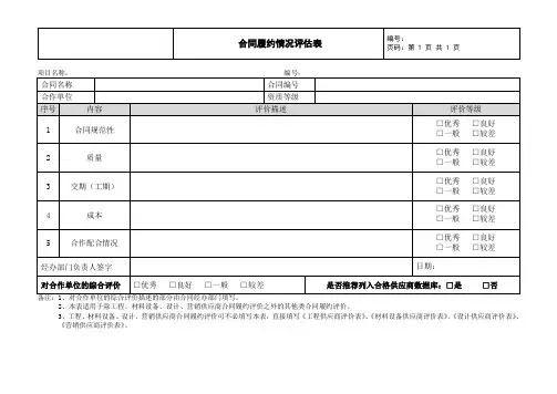 合同履约情况评估表