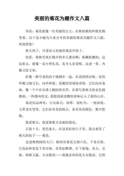 美丽的菊花为题作文八篇